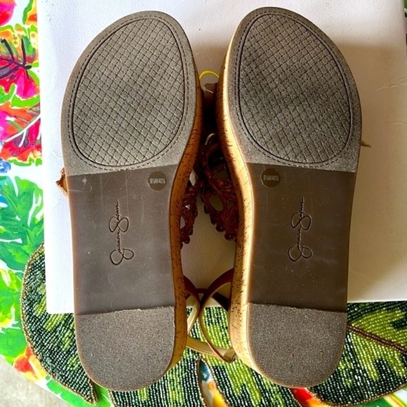 Brand New Jessica Simpson Callri Wedge Sandals Woven Raffia Cork Platform Ankle - Picture 12 of 16